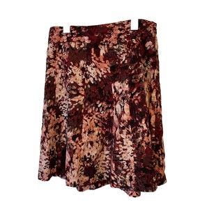 Ann Taylor Women A-line  Floral Skirt Pink Maroon White Knee Length